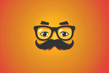Fototapeta premium Glasses with mustache flat illustration. Vector image for April Fool's Day. For design of cards and banners