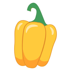 Sweet yellow bell pepper cartoon .Pepper paprika.Ripe harvest.Isolated on white background. artoon vector illustration.Culinary spice.
