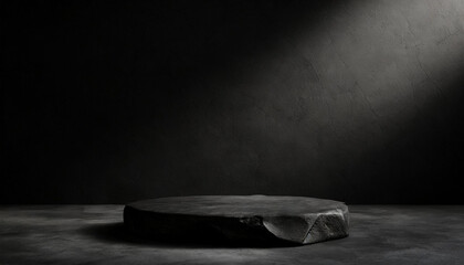 Stone podium with shadow overlay. Minimal scene for product presentation or advertising