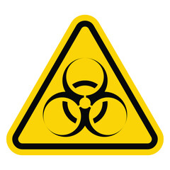 Biological hazard sign. Biohazard Triangle yellow warning symbol. Substance. Concept of epidemic virus and quarantine for public health to protect from infections and outbreaks. Vector icon.