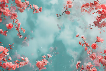 pink cherry blossoms on a blue sky background image i