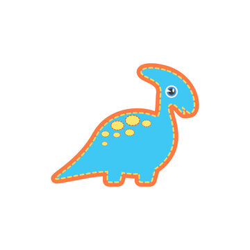 Cute abstract blue parasaurolophus, dinosaur character of simple shape vector illustration