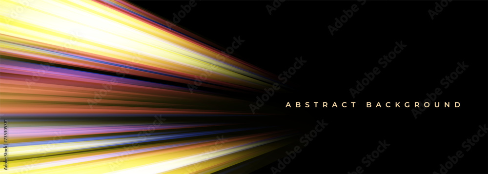 Aufkleber Vector black abstract wide background with multicolored glowing high-speed deep light effect. Vector illustration