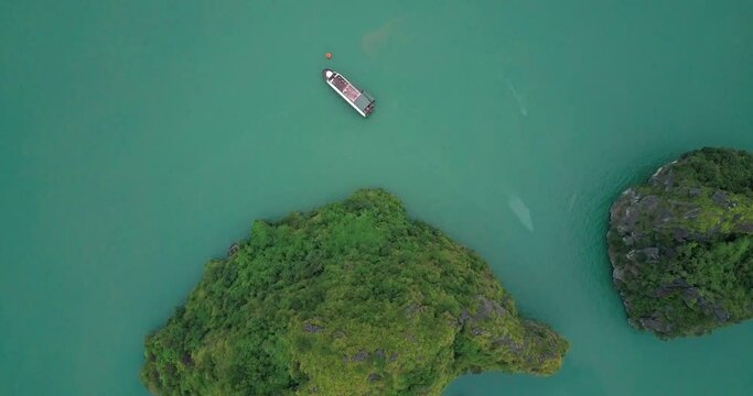 Vietnam travel destination. Tour tourism exploring. Beautiful landscape Halong Bay view from adove the Bo Hon Island. Halong Bay is the UNESCO World Heritage Site, beautiful natural, northern Vietnam