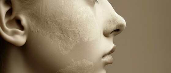 a close up of a mannequin's head with a piece of plaster on it's face.