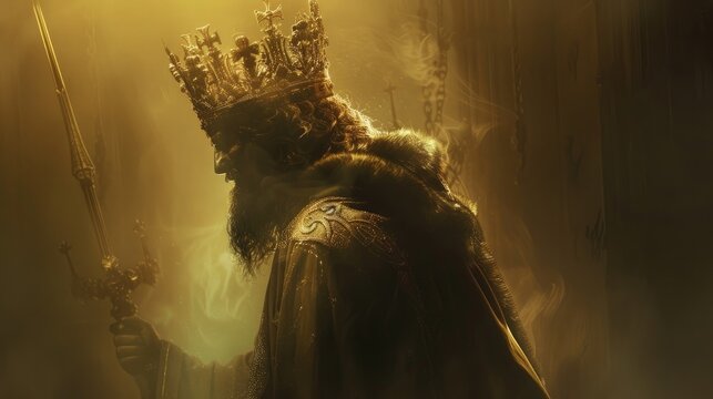 Jesus Christ with crown. Jesus is king. Digital oil painting.