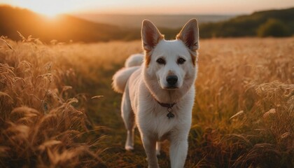 Alabai dog, dog at dawn, purebred dog in nature, happy dog, beautiful dog