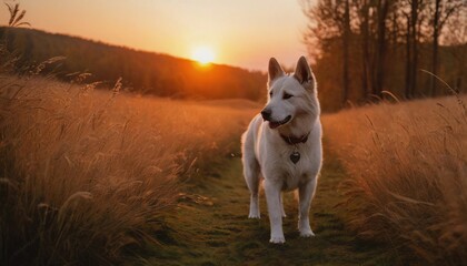 Alabai dog, dog at dawn, purebred dog in nature, happy dog, beautiful dog