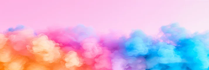 Fotobehang Dreamy Skyscape: A Soft Blend of Pastel Colors Creating a Peaceful Cloud Background, Perfect for Fantasy and Calm © Real