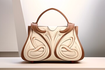 a white and brown purse