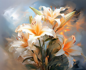 - decorative lilies for home interior, generative ai