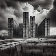 Fototapeta premium Modern architecture in the city. Black and white.
