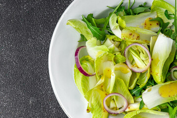chicory salad fruits chicory vitamins greens tasty fresh healthy eating cooking appetizer meal snack on the table copy space food background