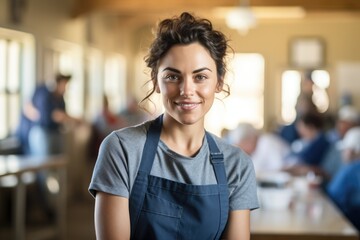 Portrait of a young smiling volunteer at community center