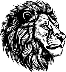 Obraz premium lion head vector design, isolated background, hand drawn illustration style