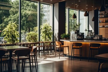 Fototapeta premium Interior of a empty cafe in the city