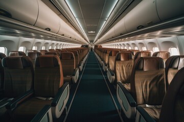 Fototapeta premium Interior of a empty commercial plane