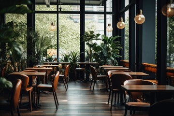 Interior of a empty cafe in the city