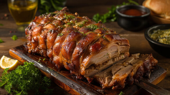 A succulent slice of Cuban lechon tender and juicy with a crispy crackling skin. The bold blend of citrus garlic and herbs infuses every bite with a burst of traditional Cuban