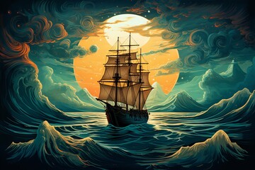 a ship in the ocean