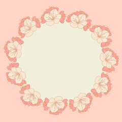 Festive round banner frame illustration with flowers