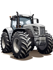 Obraz premium Illustration of a grey tractor vehicle on white background