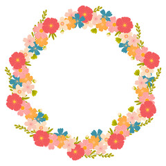 Festive banner frame illustration with spring flowers