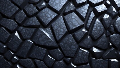 geometric pattern of shiny polished obsidian wall