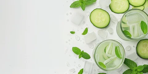 Foto op Plexiglas Glass of cucumber melon juice © Brian