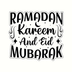 Ramadan kareem and Eid mubarak islamic typography tshirt design