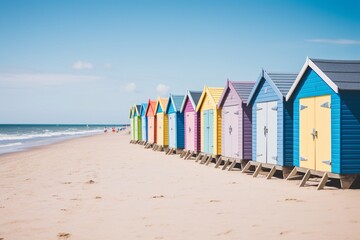 Fototapeta premium a row of colorful huts on a beach