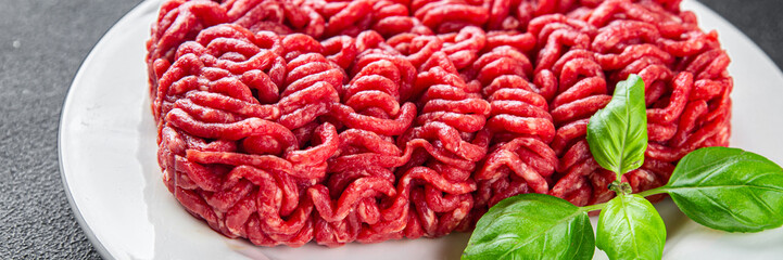 fresh minced meat beef tasty  eating cooking appetizer meal food snack on the table copy space food background rustic top view
