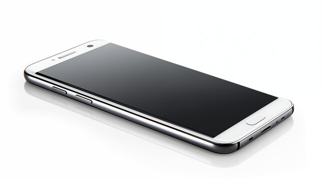Modern silver smartphone with sleek design and digital display