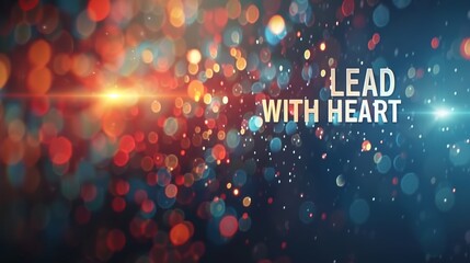 Inspiring  lead with heart  motivation quote on blurred abstract background, success concept