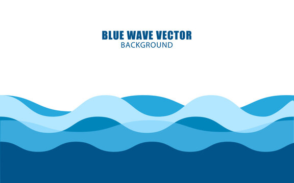 Blue wave background image, vector wave style blue background image
