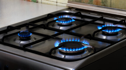 Natural gas. Blue flame. Propane