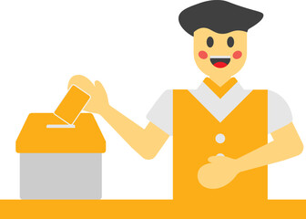 Illustration of person voting ballot box