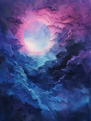 In the dance of colors aurora pink and celestial azure blend kissed by quantum blue and ultraviolet dawn