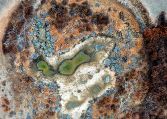 Korgaljin nature reserve (Kazakhstan), dry oxbow of river Nura, aerial photo abstract