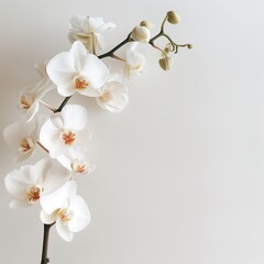 white orchid flowers in bloom on white background