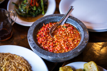 Indonesian traditional chili sauce called “sambal”