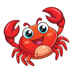 Cute Happy Crab cartoon illustration on white