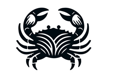 Tribal crab design isolated on white background. Zodiac Cancer symbol concept. Design for tattoo, sticker, decal, and print