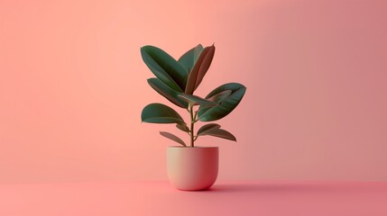 Stunning Rubber Plant (Ficus elastica) in Coordinated Pot on Pink Backdrop