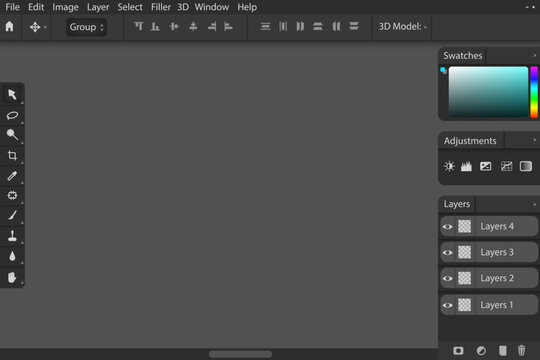 Graphic design web application panel. Digital program for drawing toolbar for creating and composing photo and pictures in vector based design