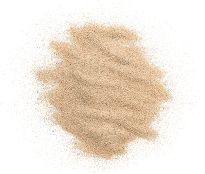 Fine beach sand pile top view isolated on transparent background