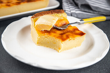 flan cake sweet dessert baking tasty fresh eating cooking meal food snack on the table copy space food background rustic top view