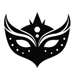 Silhouette of carnival mask isolated on white background