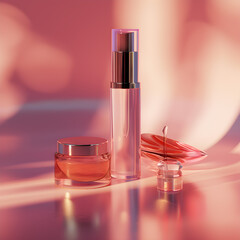 face cream and professional makeup in glass jars