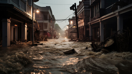 Fototapeta na wymiar Natural Disaster, Flash Flood in the City.